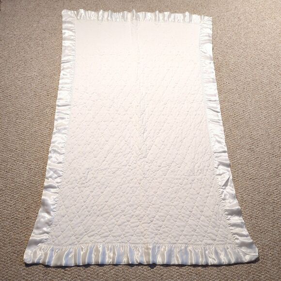 Kozee Komfort Other - Vintage Kozee Komfort Quilted Baby Blanket White Satin Trim Crib Bedding